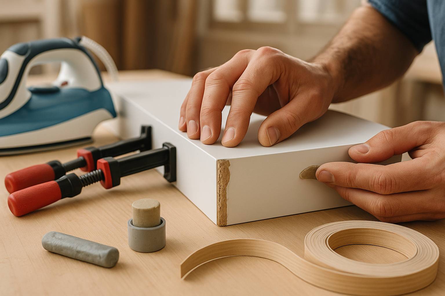 Cómo reparar bordes hinchados en muebles laminados de forma sencilla