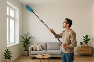 Cómo eliminar polvo acumulado en zonas altas sin subirte a una escalera